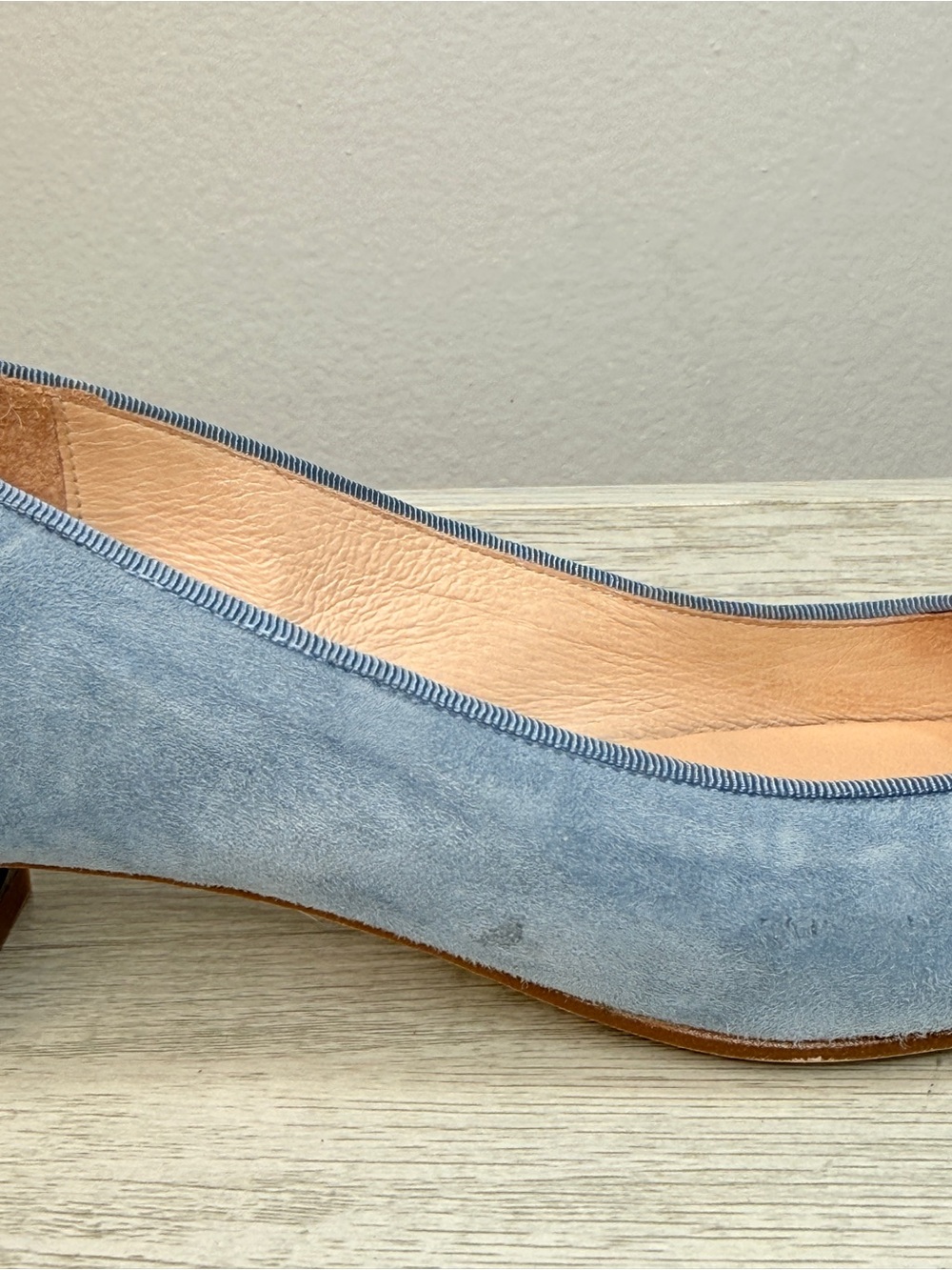 French Sole fs/ny light blue suede black block heel size 6 - Picture 3 of 12